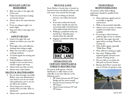 Bicycle, Motorist & Pedestrian Safety Information